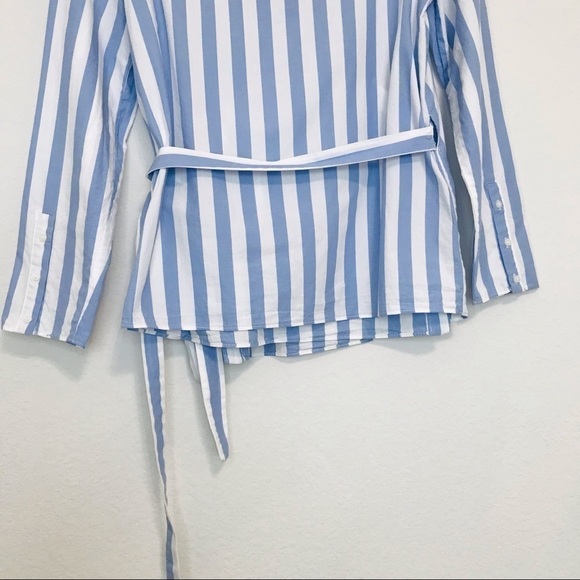 Zara Trafaluc Stripes Nautical Collar Wrap Summer Blouse Top - Picture 8 of 14